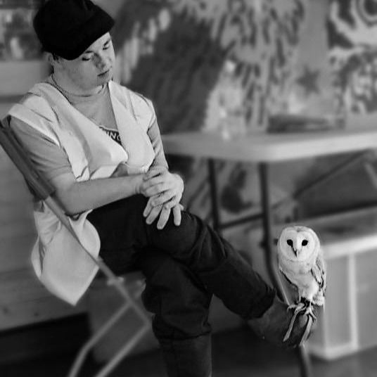 Sam Jones Owl On Foot Black And White